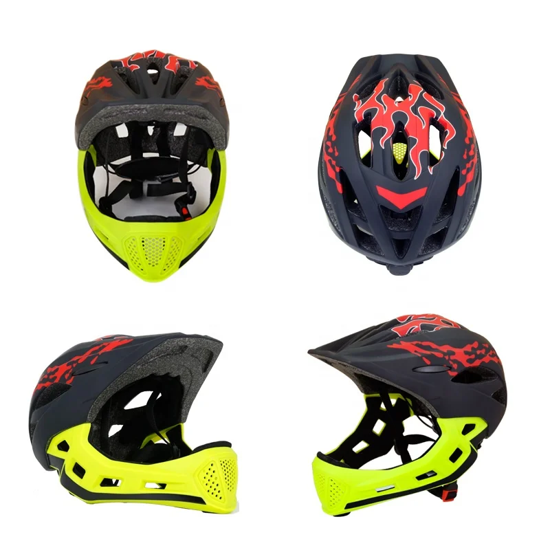 

Kids Children Full Face Protection Downhill Bike Skate Helmet Mountain Bicycle Helmet with Removable Chin Guard, Blue,yellow,black,red etc
