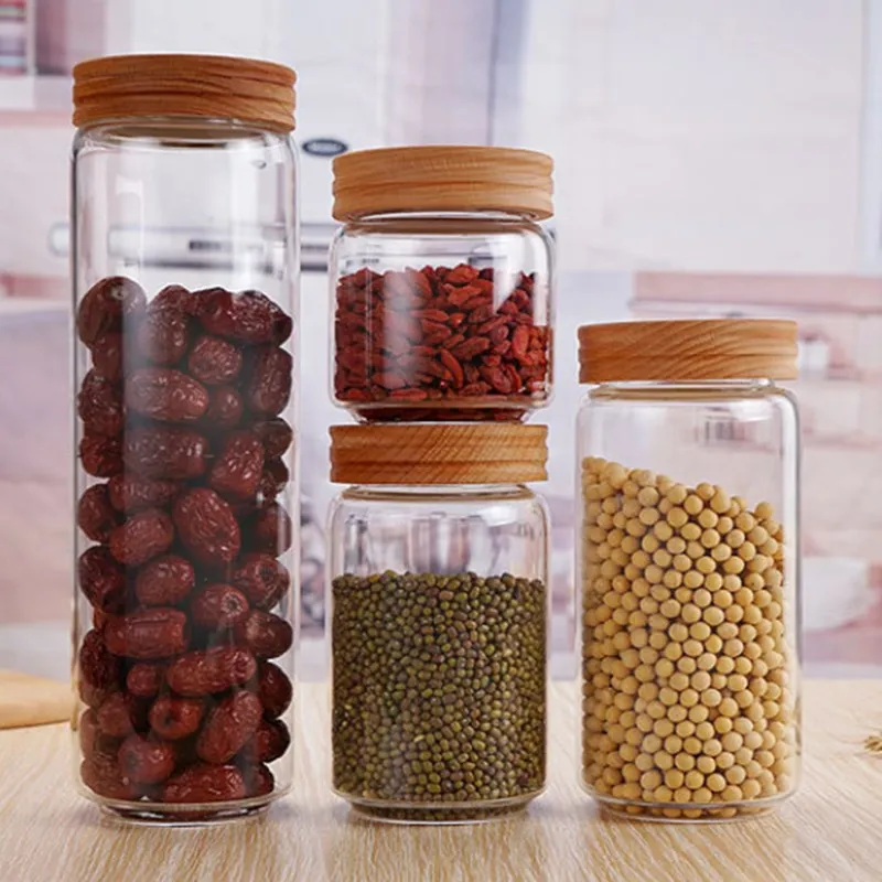 

New style 450ml,750ml,950ml,1400ml glass jar with beech screw lid, Transparent