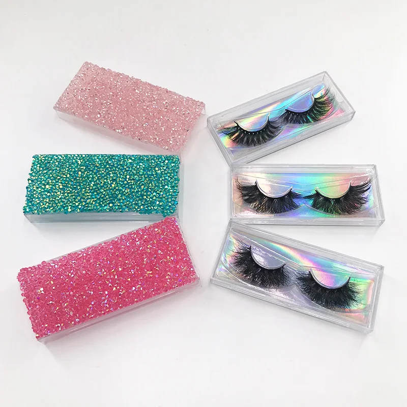 

Diamond Lashes Box Rhinestones Eyelashes Packing Box Glitter Eyelashes Case for 20mm false eyelashes, Colorful