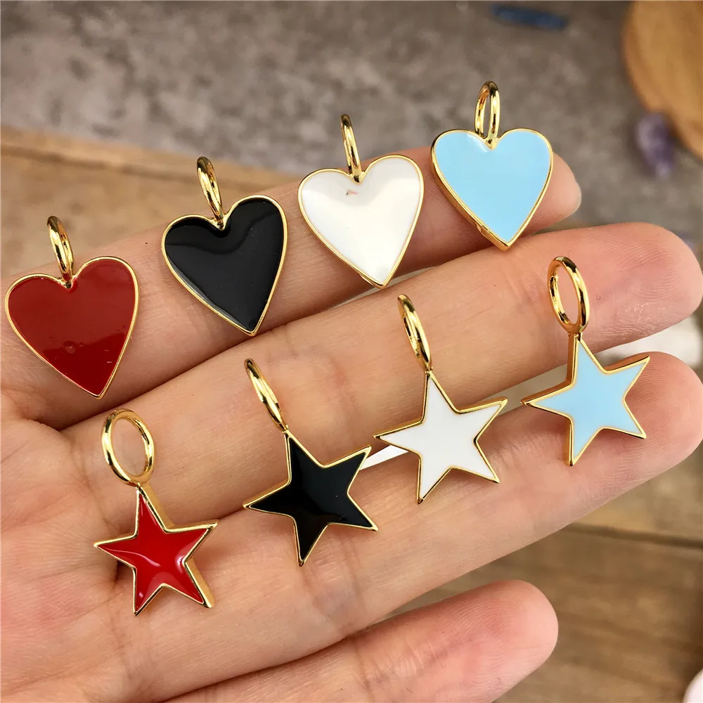 

LS-A2760 fashion multi color enamel charm pendant,unique heart star shaped pendant for necklace jewelry making