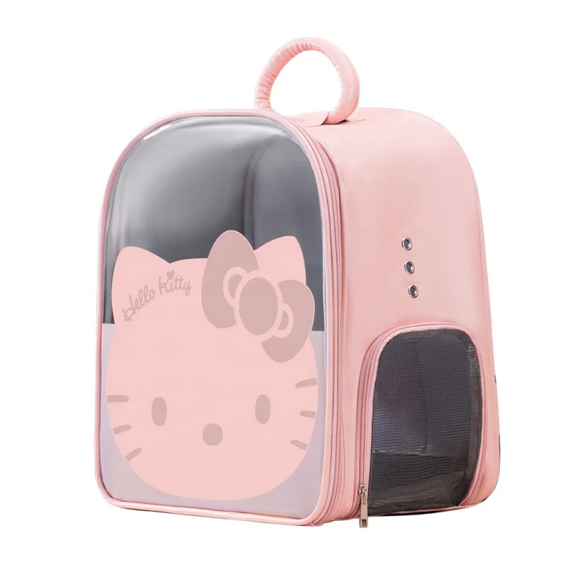 

Secure Hello Kitty style tote hand-held travel ventilated collapsible portable cage pet bag backpack travel pet carrier bag