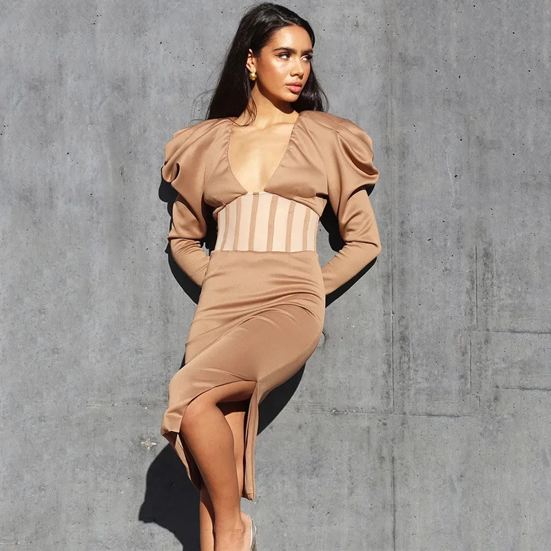 

FS3258A 2021 New fashion fancy women midi dress