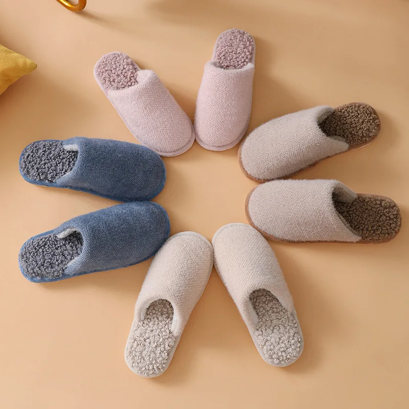 

women's plush slippers soft cotton mens house warm indoor bedroom fur winter slipper for woman winter warm indoor slippers
