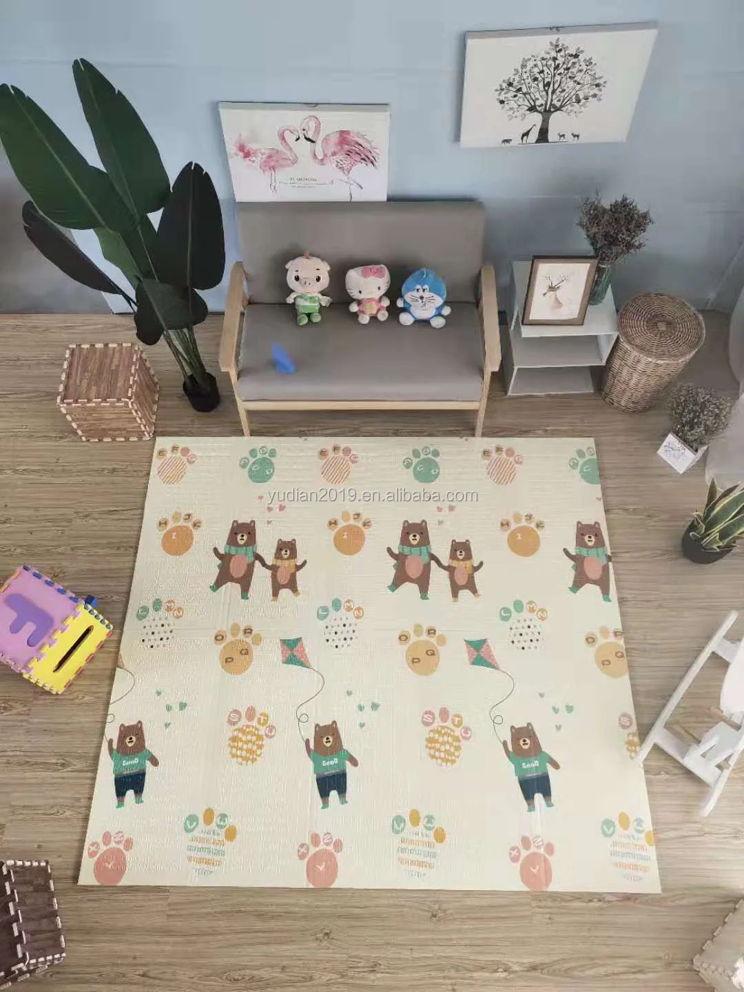 200*180cm Foldable Cartoon Baby Play Mat Xpe Puzzle Children's Mat Baby Climbing Pad Kids Rug