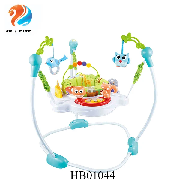 

Hot sale Safety high quality happy jungle baby round jumper baby walker baby jumping chair with music and light, Blue