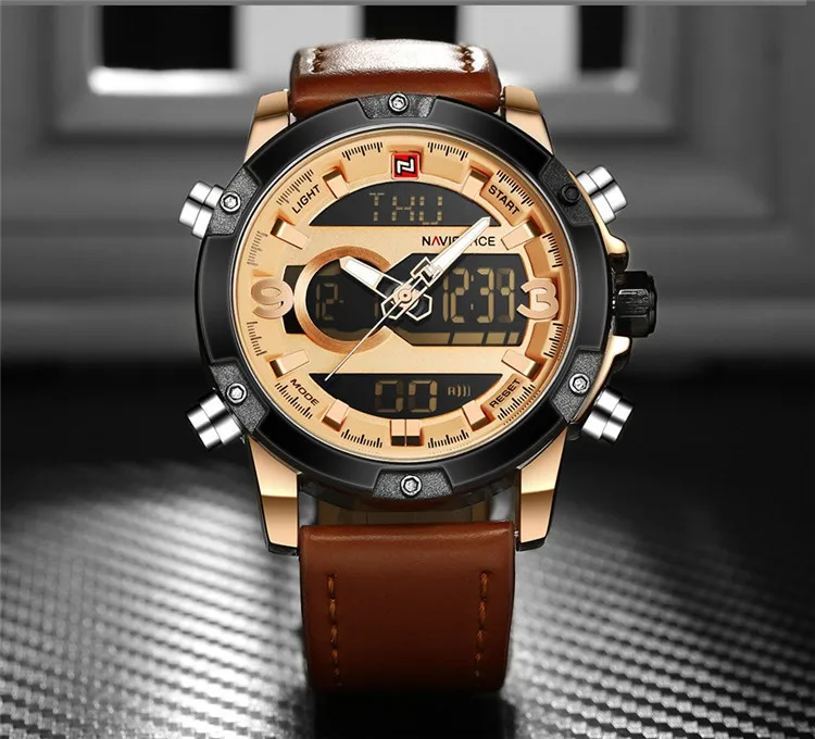 

Top Brand NAVIFORCE 9097 Men Sport Watches Mens Quartz LED Analog Clock Male Military Waterproof Wristwatch Relogio Masculino