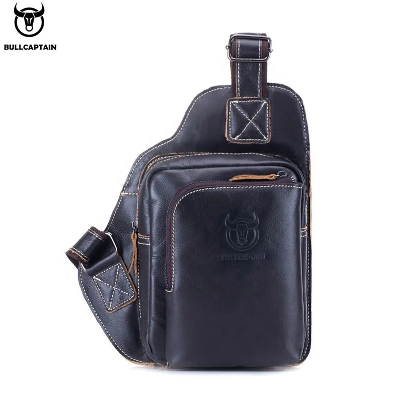 

BULLCAPTAIN men's leather chest bag outdoor sports men's shoulder messenger bag