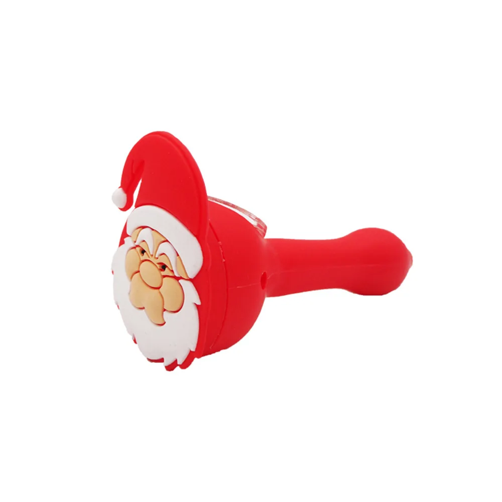 

Wholesale Santa Claus Silicone smoking pipe Portable tobacco dry herb hand pipes with glass bowl smoke Accessories