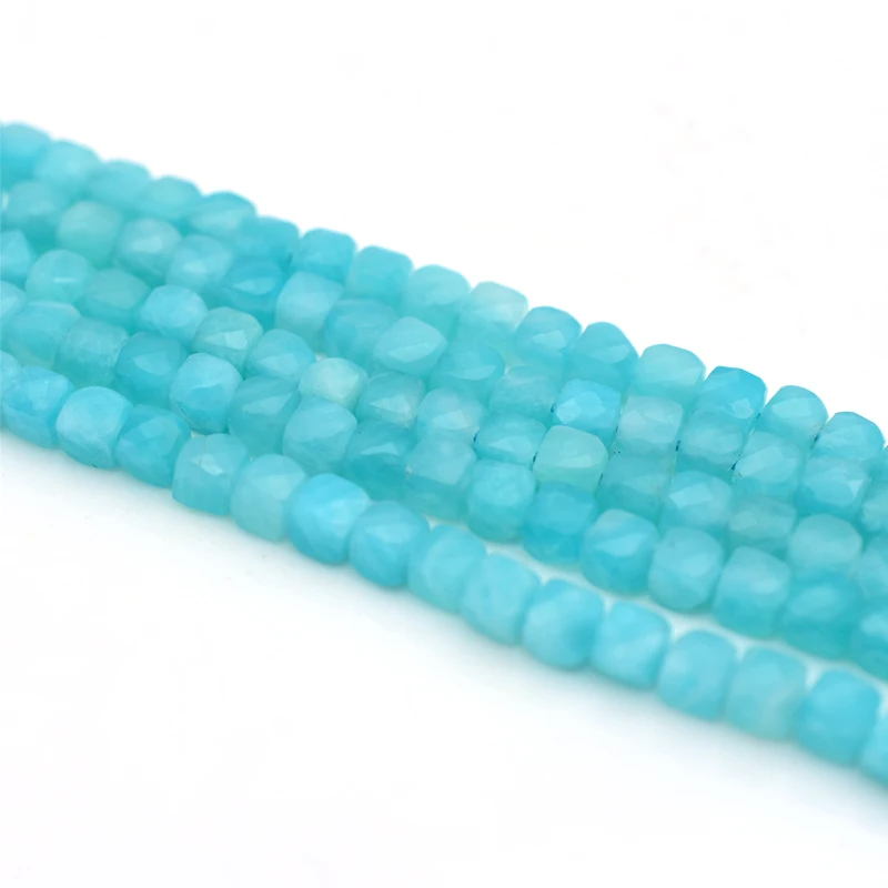 

High Quality Natural 4.2*4.2mm Faceted Amazonstone Beads For Jewelry Making