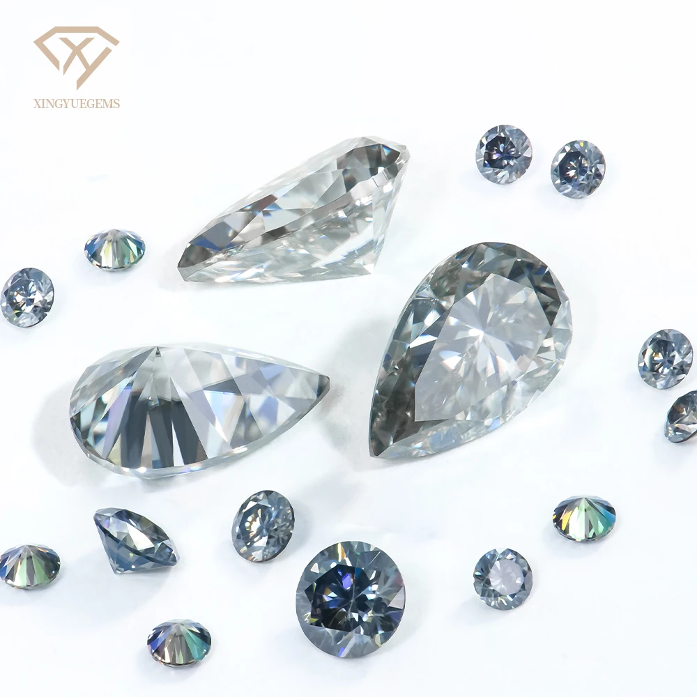 

Xingyue Factory direct sales fancy light dark gray colored pear cut shape VVS1 brilliant mossanite moissanite diamond for ring