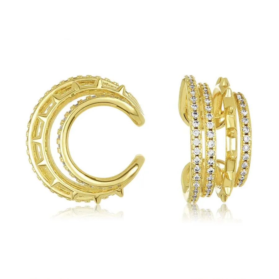 

fashion european women new jewelry cz spike band micro pave cz multi wrap clip on earring, Picture