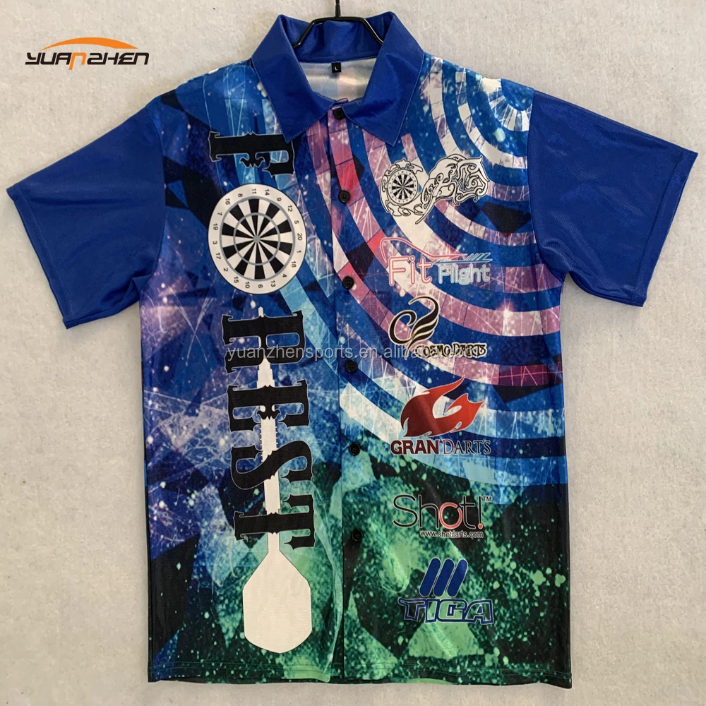 

high quality custom full button down darts shirt