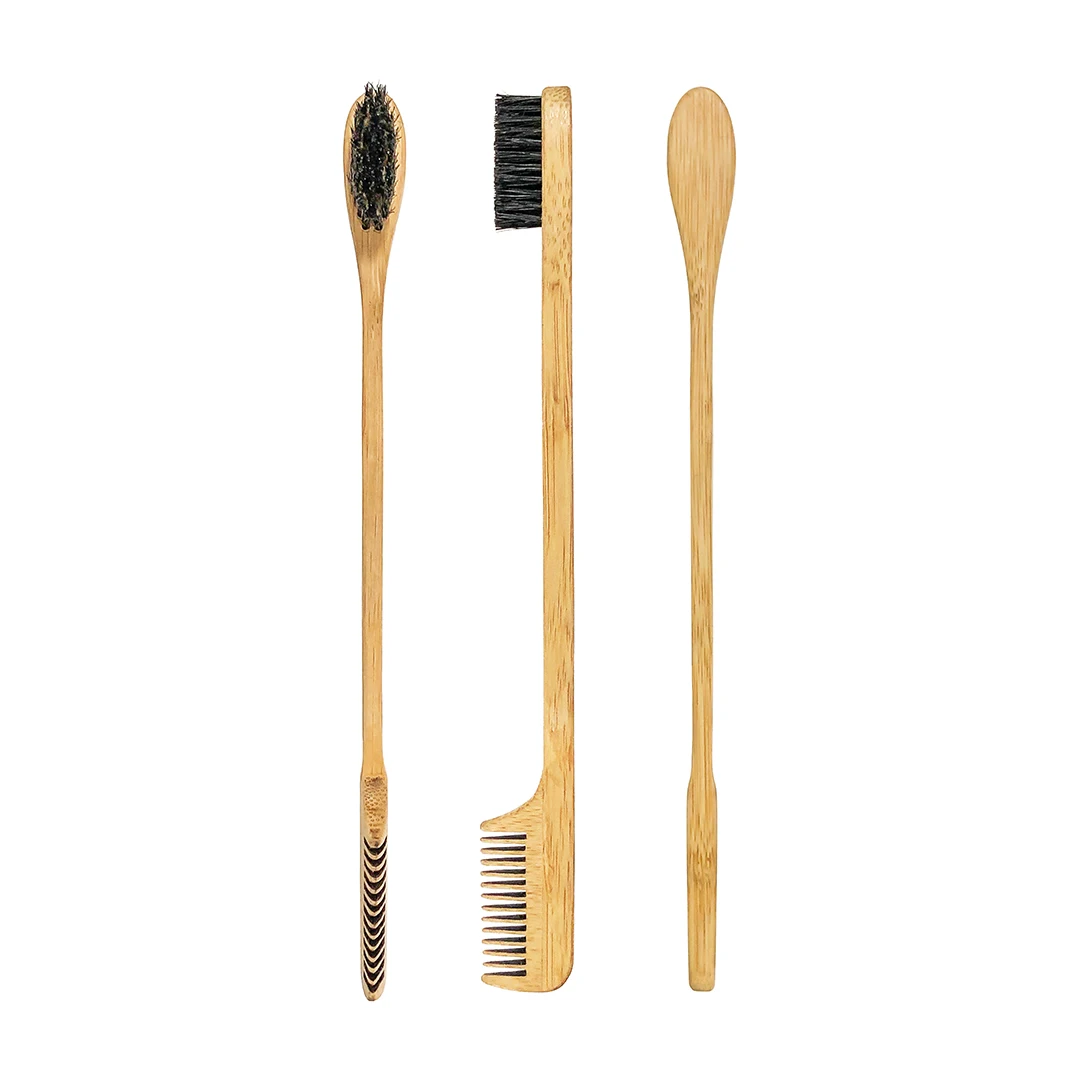 

Amazon Hot-selling Multi Function Custom Logo Nature Wooden Eyebrow Brush Boar Bristle Edge Brush