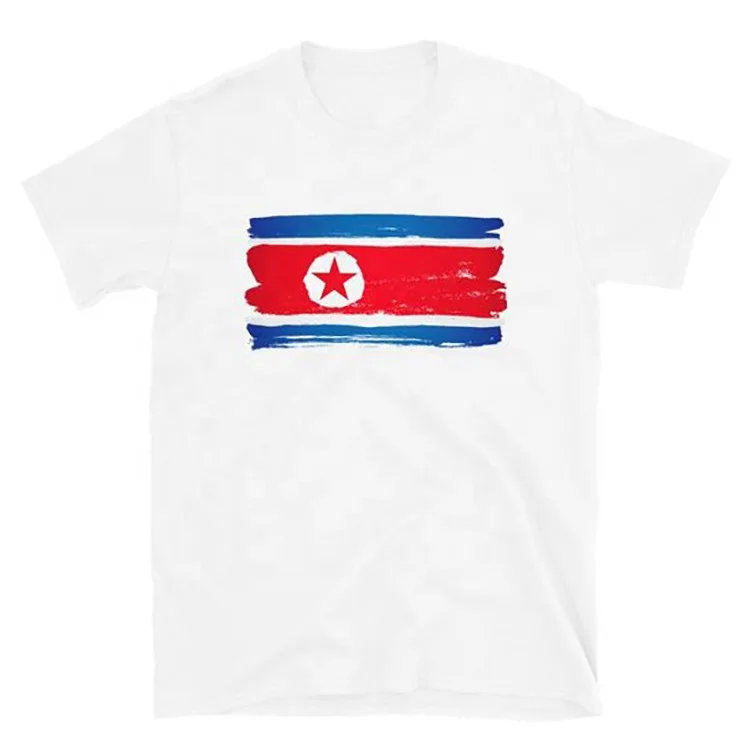 

High Quality mens sublimation tshirts mens grapic tshirt design North Korea Flag tshirt