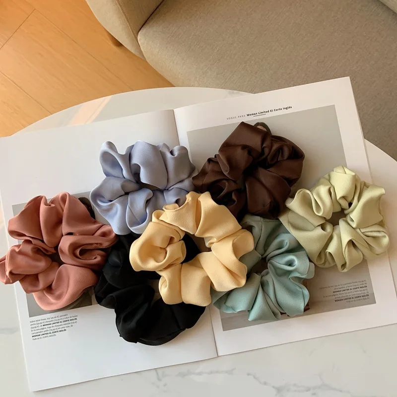 

South Korea's new high-grade satin texture temperament solid color hair circle hair rope cloth hair accessories women scrunchies