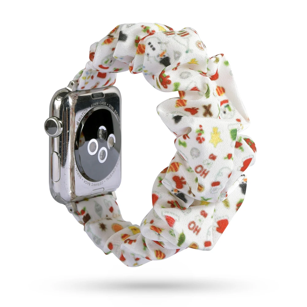 

Women elastic scrunchie watch band strap with Bunny Ears for Apple watch band 38mm 40mm 42mm 44mm, Full color