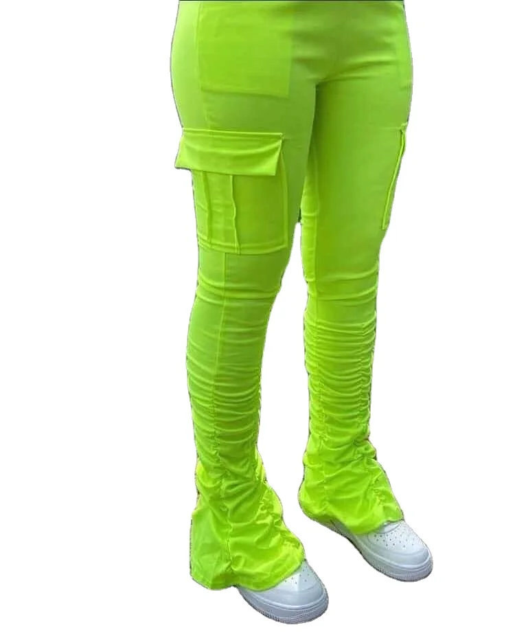 

2021 new women spring casual tight multiple colour girl sweatpants elastic waist joggers stacked pants for woman