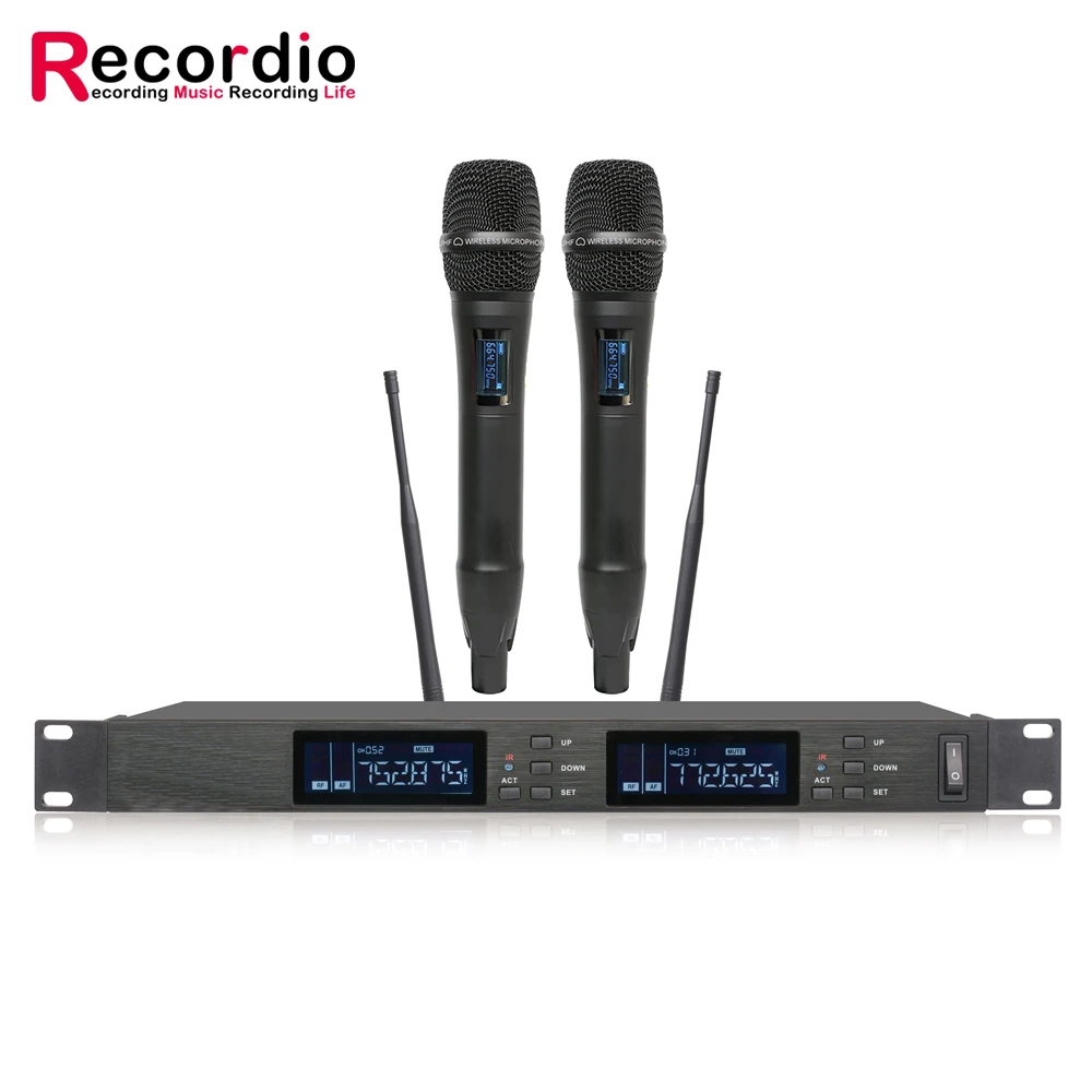 

Wireless Microphone System Dual Cordless Handheld Microphone 2 Channel Professional Cordless Microphone Kit For Studio Karaoke