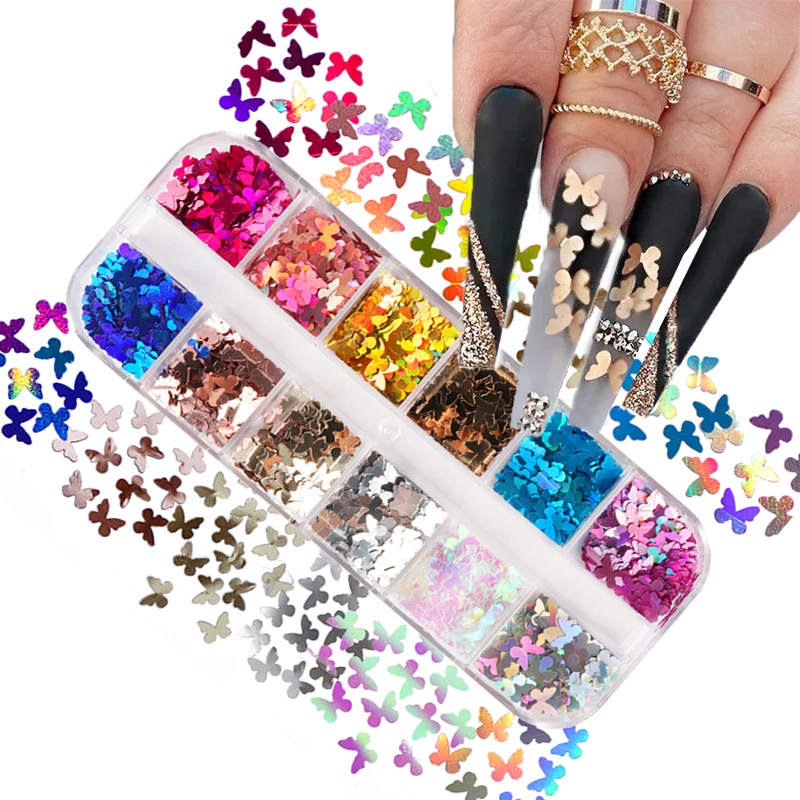 

Holographic Butterfly Nail Sequins Laser Star Love Heart Glitter Flakes Nail Art