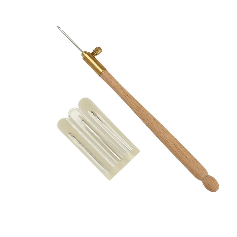 

Wholesale Wooden Handle French Crochet Embroidery Beading Hoop Sewing Tool Set Tambour Crochet Hook Kit with 3 Needles, Natural wood color