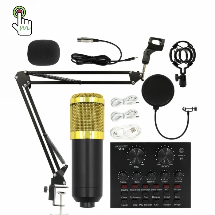 

Microphone condenser studio microfonos karaoke bm 800 bm800 usb recording micro phone mikrofon wired set v8 sound card