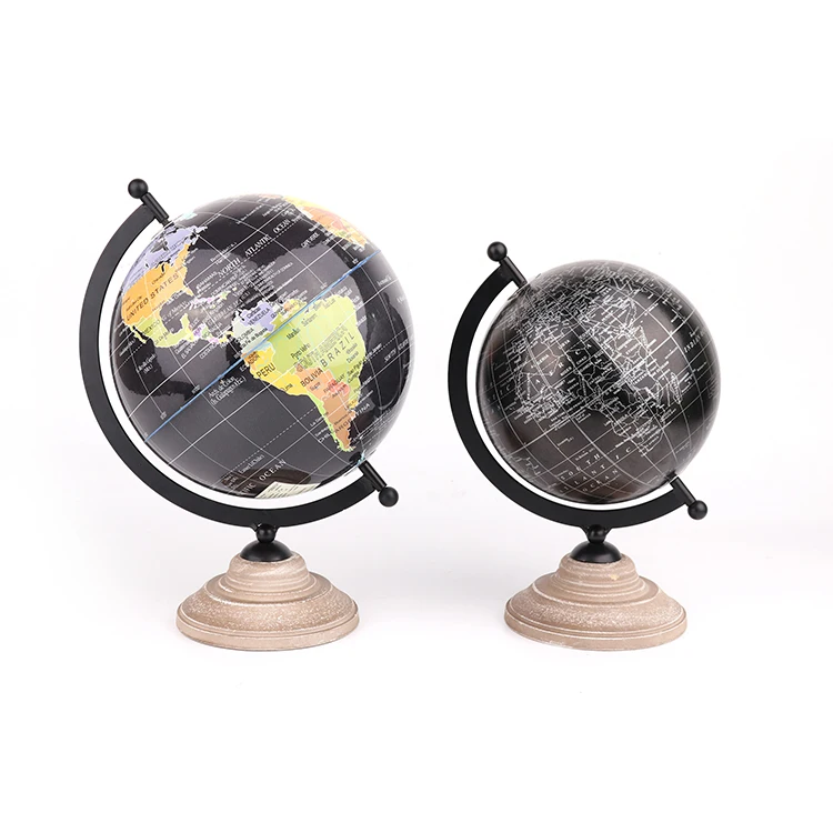 
K&B Modern style custom black home decorative Christmas gift plastic desk table world earth globe 