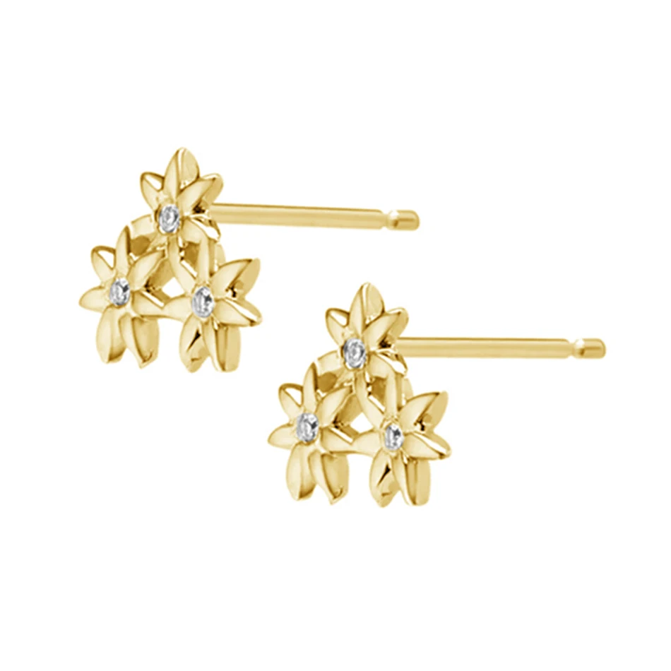 

high polish 18k gold vermeil jewelry with cubic zirconia 925 sterling silver high polish flower stud earrings for women
