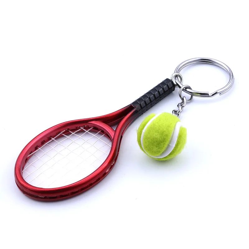 Schlüsselanhänger Schlüsselring mit Mini Tennisschläger und Ball Anhänger 