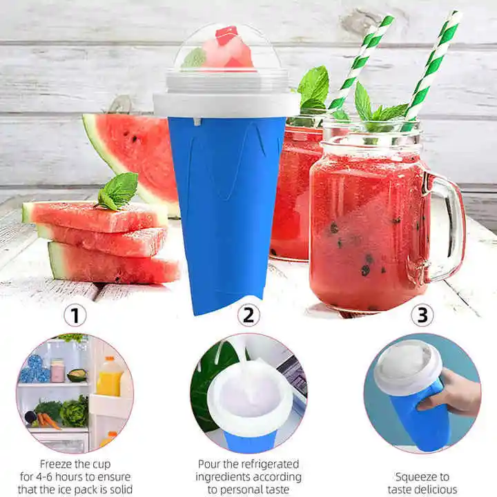 

Hot Sales Summer Slushy Novelty Cup Durable Squeeze Cup Slushy Maker Portable Slushie Maker Cup Magic Quick Frozen Smoothies