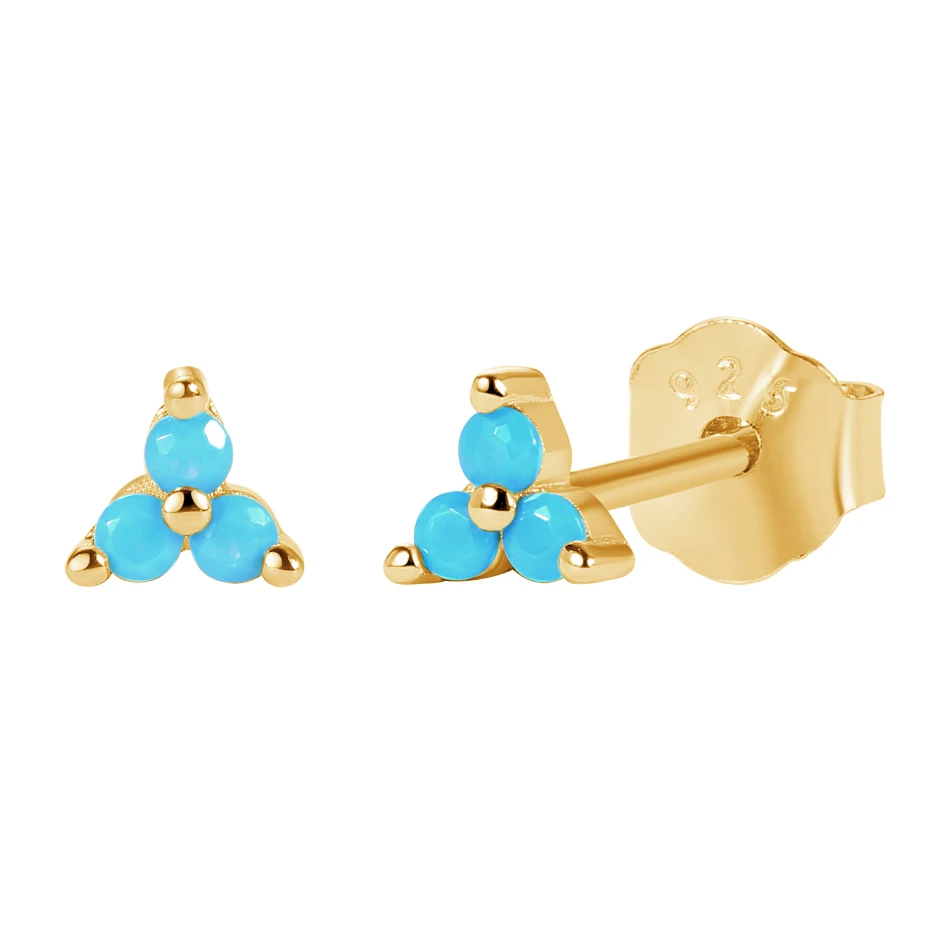 

wholesale minimalist jewelry 925 sterling silver 18k gold plated turquoise lotus stud earrings for women