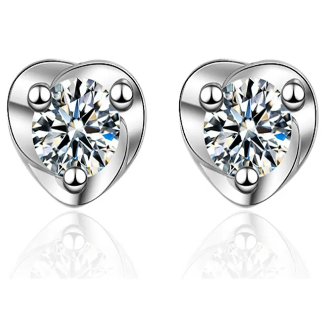 

Heart Shape Women's Halo Cubic Zirconia 925 Sterling Silver Earrings