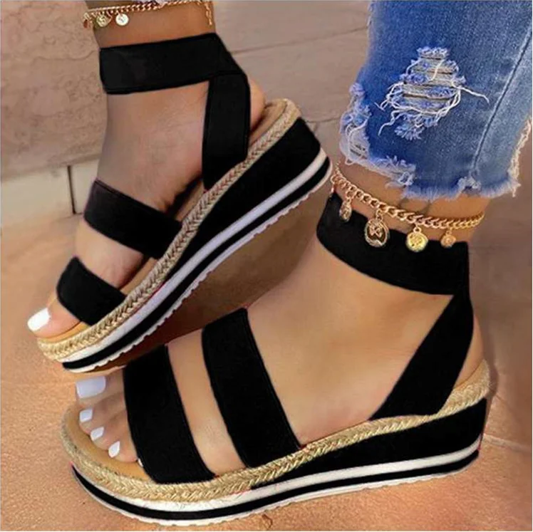 

Trendy Fashion Platform Beach Sandals Femme Comfortable Cork Chaussure Wedge Sandals For Women