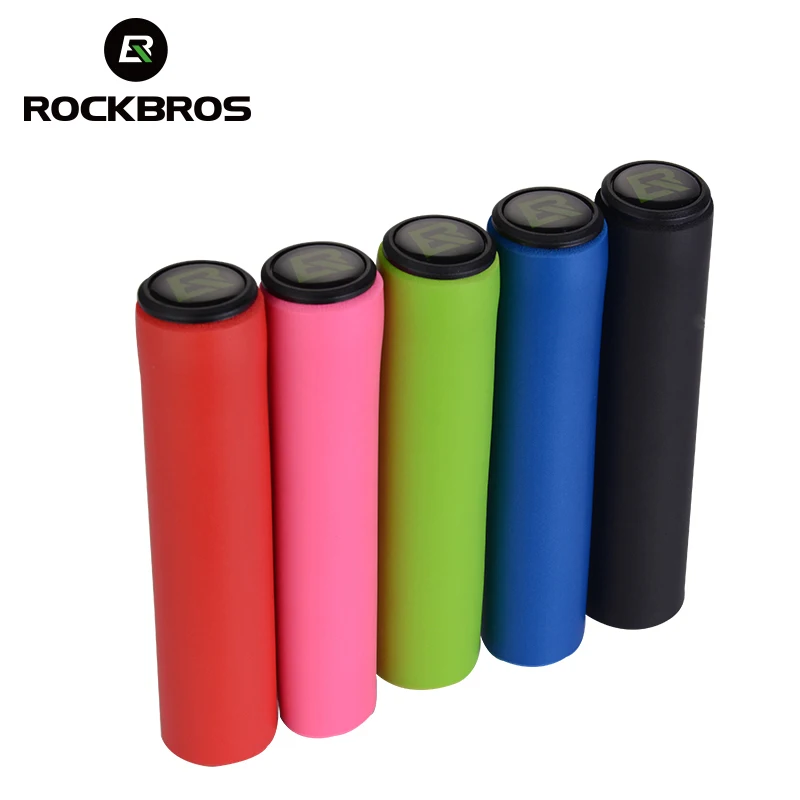 

ROCKBROS Bike Grips Ultralight Silicone Material Handlebar Girps MTB Anti-slip Bicycle Handlebar, Red, blue, black, green