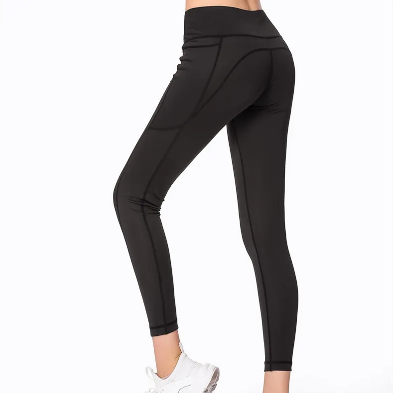 

European and American ins seamless pure color buttocks fitness yoga pants high waist stretch beautiful buttocks sports leggings, As picture