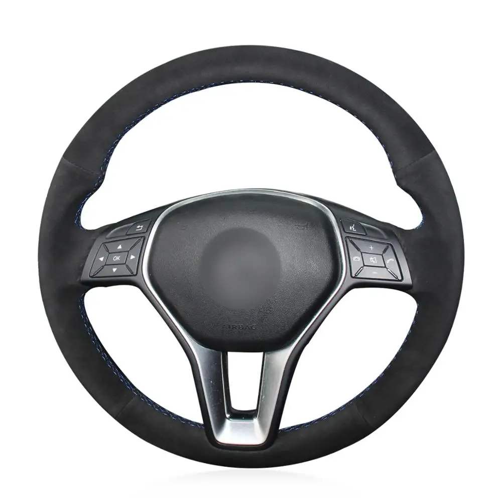 

Hand Sewing Black Suede Steering Wheel Cover for Mercedes-Benz A-Class 2013-2015 B-Class 2011-2014 CLA-Class 2013 2014