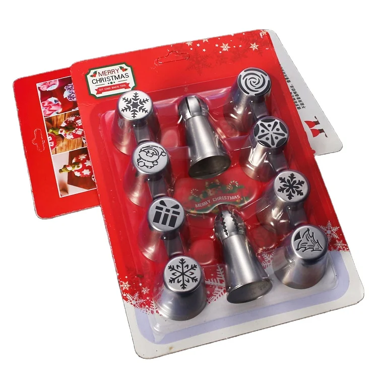 

13pcs Russian icing piping nozzles tips set Christmas cake decorating nozzles tips set baking equipments tools, Silver