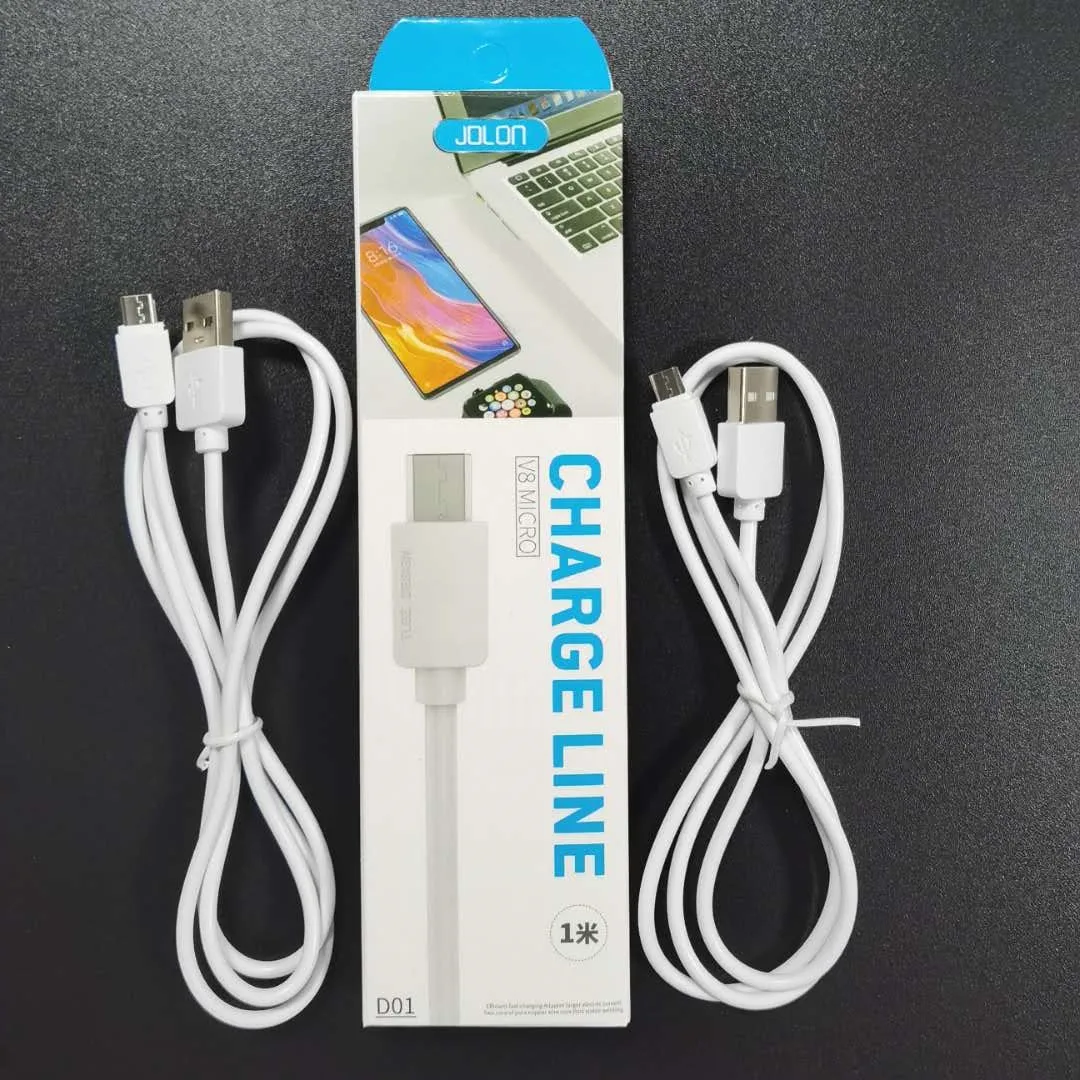 

retail package usb micro cable charger v8 1meter charging cable, White