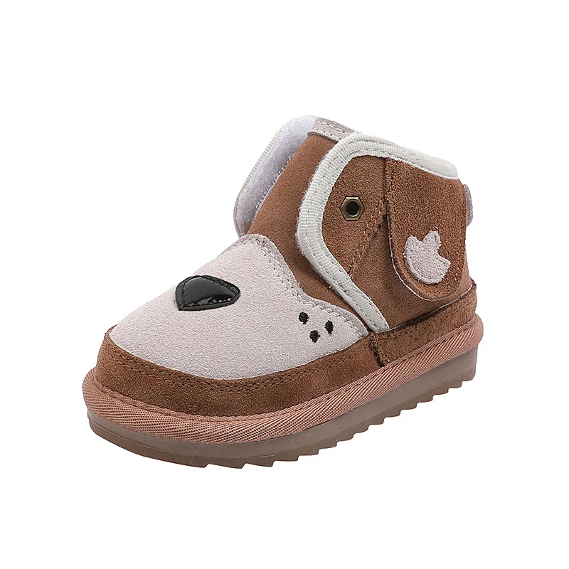 

Boys and girls leather warm anti-ski boots, girls plus velvet baby toddler shoes