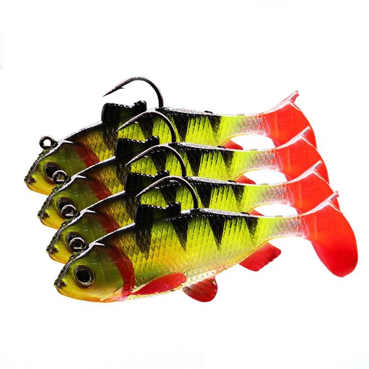 

Hot Sell 16.5g 85mm Bionic PVC Seawater 3D Eye Jigging Swimming Bass Fishing Bait T Tail Lead Jerk Shad Soft Lure
