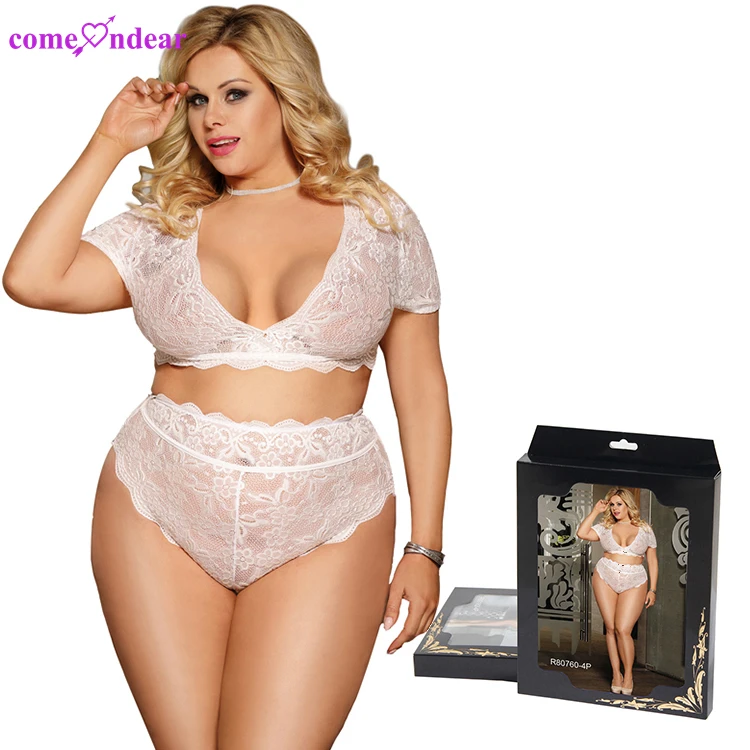 

Custom Packaging Box Allure Deep 2 Piece V Neck Soft Plus Size Women Bra and Panty Cute Lingerie Set Lace