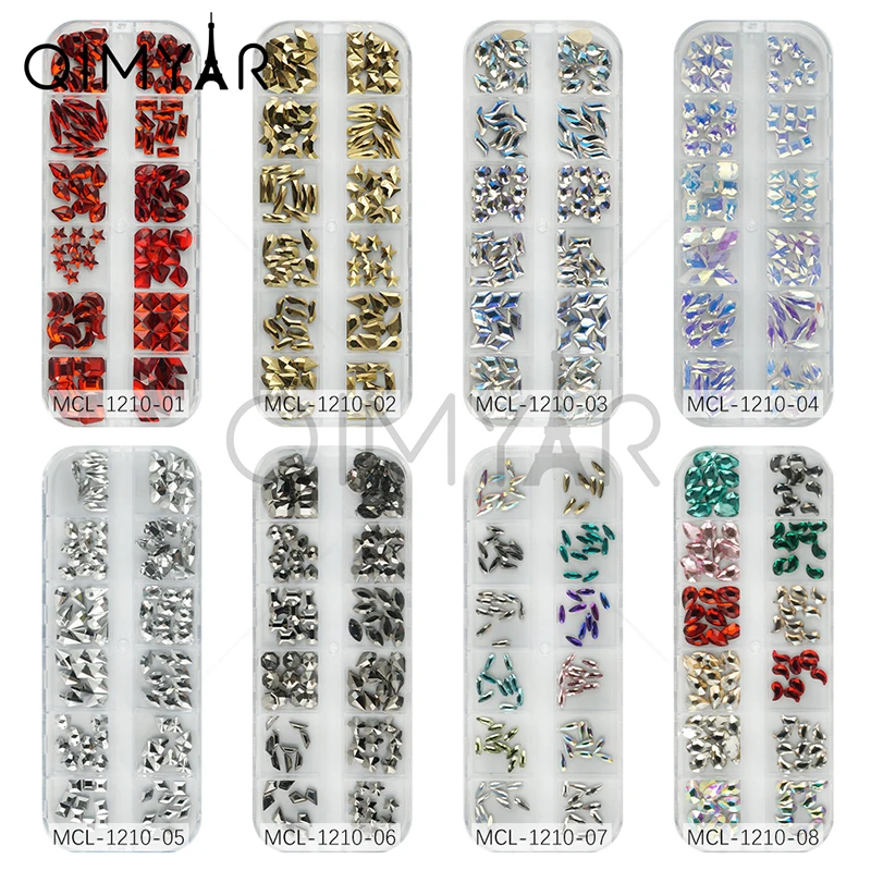 

2020 Hot sell Shape Crystal AB color flat back K9 mixed color stones for Nail Art Decoration, As picture shown