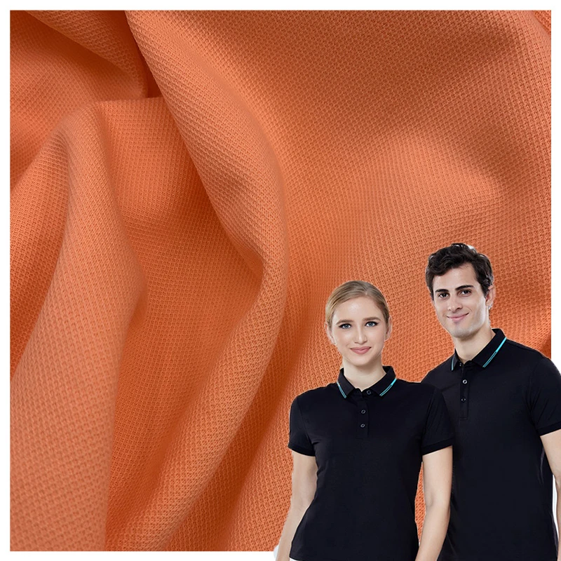 

100% Polyester Waffle Pique Moisture Wicking Coolmax 180gsm Solid Fabric Textile Knitted for T-shirt Golf shirt and Polo