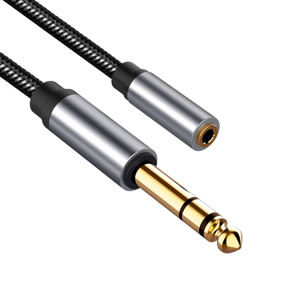 

6.35mm Male to 3.5mm Female Audio AUX Cable Headset Microphone Recording Adapter Gold Plated 6.35/3.5mm Converter Cable, Picture shows