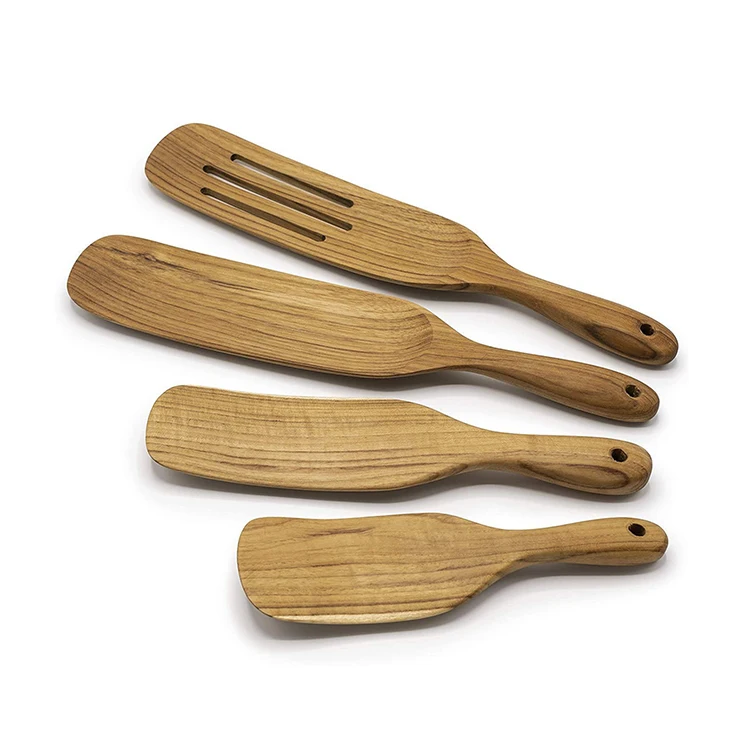 

Hot Sale Traditioal Home Kitchen Utensils Natural Acacia Wooden Spurtles Set of 4
