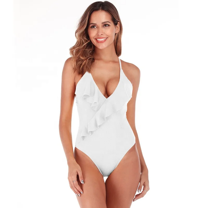 

Customized Cheap Cutout Yellow White Thong Set One Piece Women Bikini