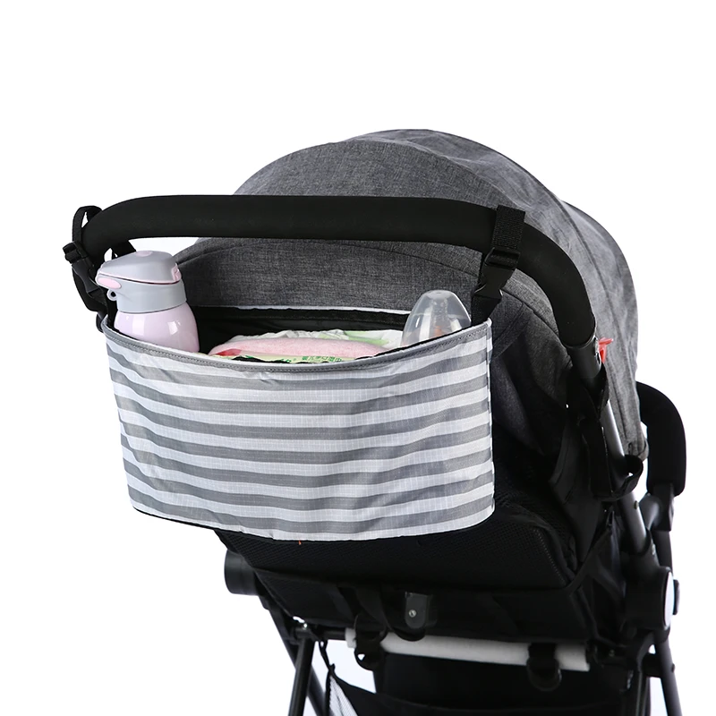 

Portable baby hanging stroller organizer universal with multiple pockets quality non slip strap stroller organizer diaper bag