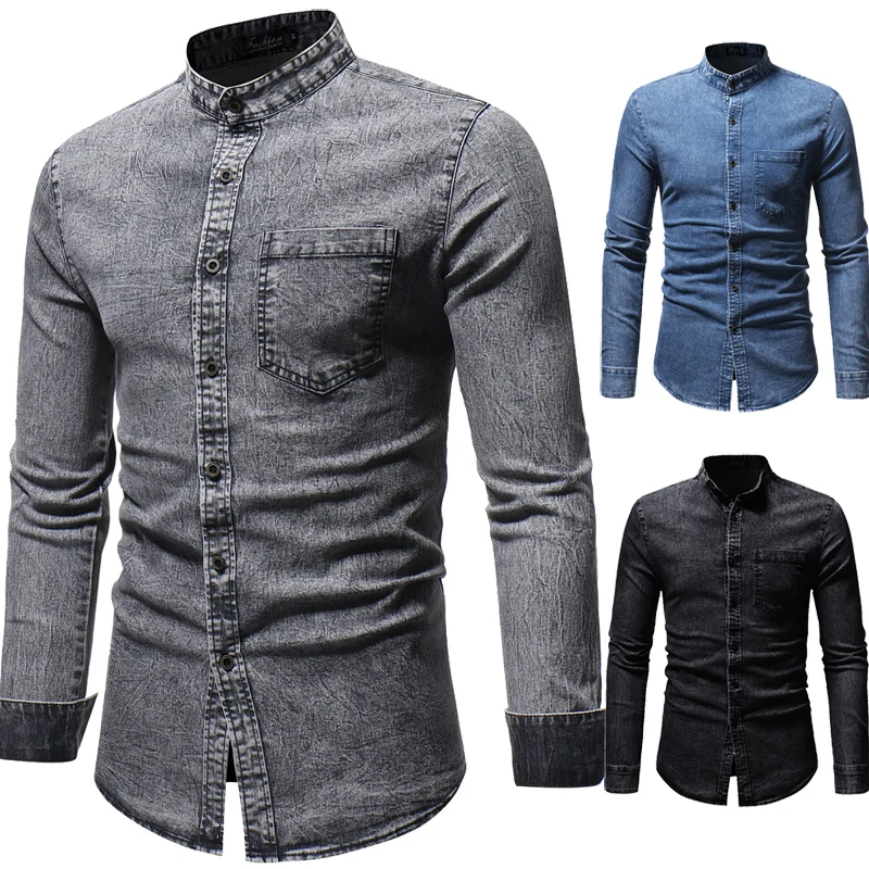 

2020 New Design jacket denim shirt black shirts for men