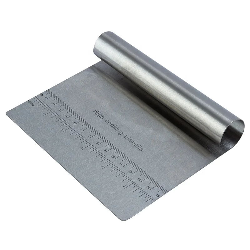 

Bench Knife Mirror Polished Stainless Steel Dough Pastry Scraper with Measuring Scale, Silver