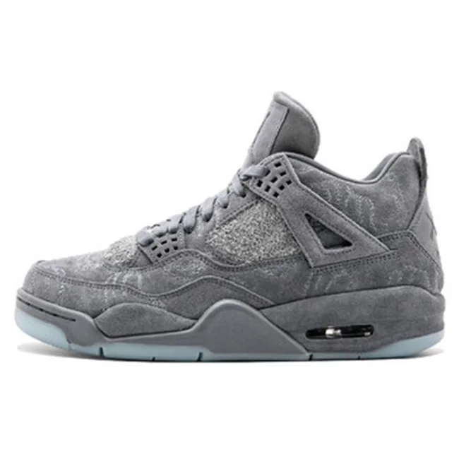 

4 Retro Kws Men Women Sneakers Fashion Casual Sports Shoes Basketball Shoes with Box, Grey