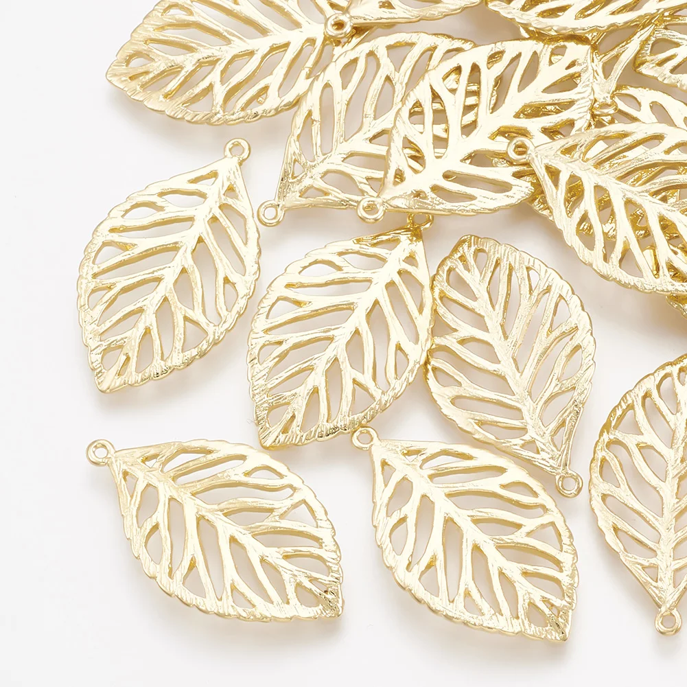 

PandaHall Real Gold Plated Leaf Jewelry Brass Pendants